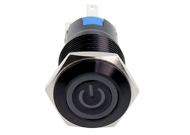 16mm czarny aluminiowy przełącznik wciskany Kąt oczy Pierścień zasilania Symbol LED
