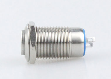 Samoblokujący 1NO Panelowy przełącznik przyciskowy Płaska okrągła główka 12mm Kolor srebrny