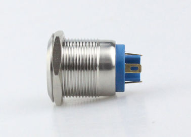 Samoresetujący się panel LED Przełącznik przyciskowy 19mm Pin Terminal Srebrny stop 1NO