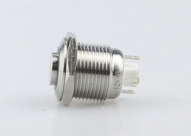 12-woltowy przełącznik wciskany LED ze stali nierdzewnej 16mm do montażu na panelu Typ pierścienia z wysokim łbem