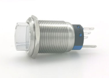 Przełącznik wandaloodporny w kolorze srebrnym, metalowy podświetlany przełącznik obrotowy