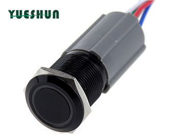 19mm Ring Led Illuminated Push Button Switch With Pigtail 5 Pin Black black Alluminum Anti-vandal