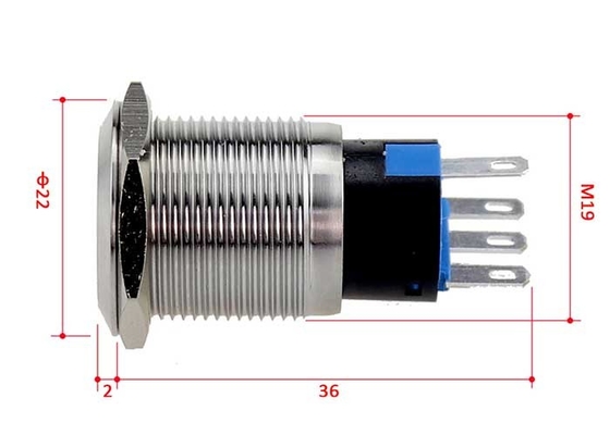 Przełącznik wandaloodporny 19 mm ze stali nierdzewnej z wodoodpornym diodą LED