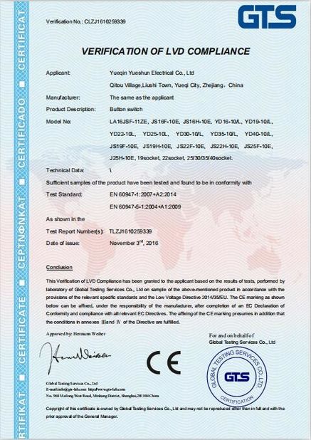 Chiny Yueqing Yueshun Electric Co., Ltd. Certyfikaty